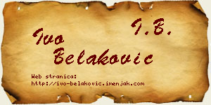 Ivo Belaković vizit kartica